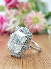 3.0 Carat Halo Emerald Cut Engagement Ring